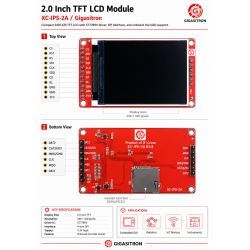 Gigasitron 2.0-inch TFT LCD Display Module, 240×320, ST7789V, SPI Interface